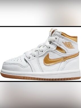 Jordan 1 Retro High OG Toddler White Metallic Gold Size 10C